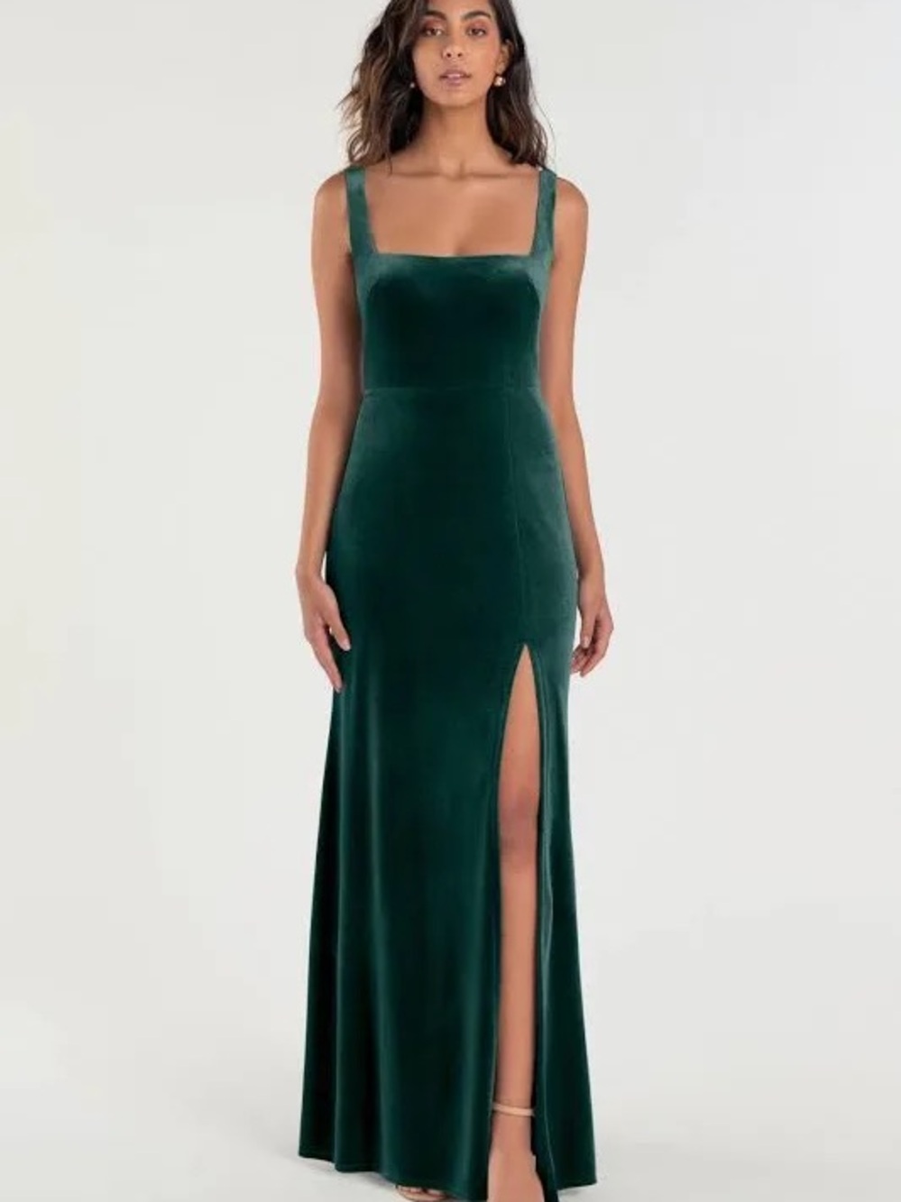 NWT Jenny Yoo Mara Green Velvet Gown Size 4